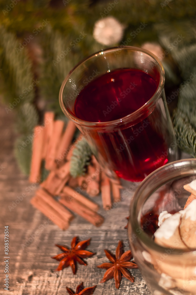 mandarin tree blue spruce background cinnamon star anise christmas present new year cookies gingerbread mulled wine mandarin tree blue spruce background cinnamon star anise christmas present new year cookies gingerbread mulled wine