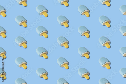 Creative art texture abstract made of blue ice cream pattern.