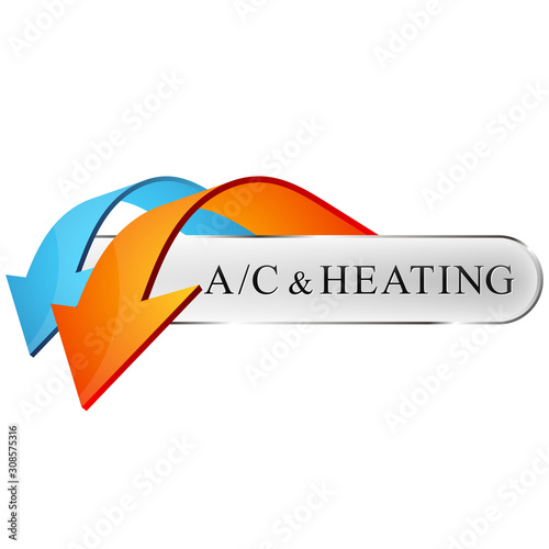 Air conditioning and heating arrows blue and red
