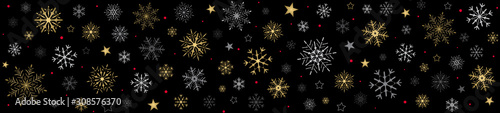 FRISE FLOCONS DE NEIGE FOND NOIR