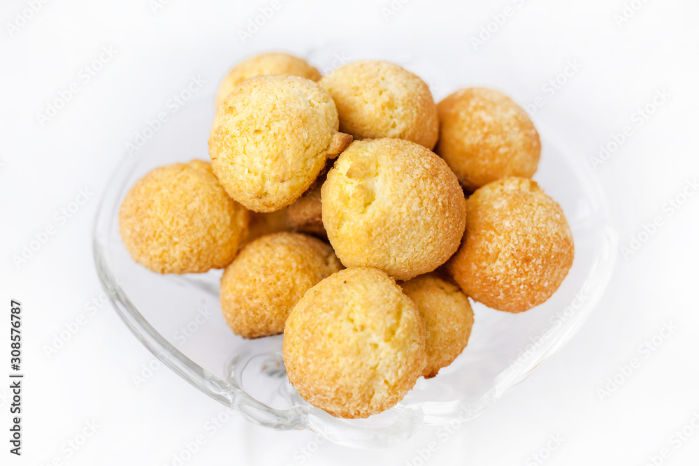 ball shaped cookies on a white background ball shaped cookies on a white background
