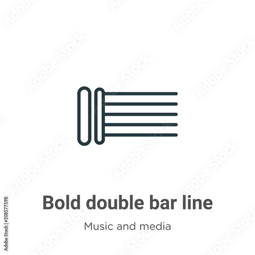 Bold double bar line outline vector icon. Thin line black bold double bar line icon  flat vector simple element illustration from editable music and media concept isolated on white background