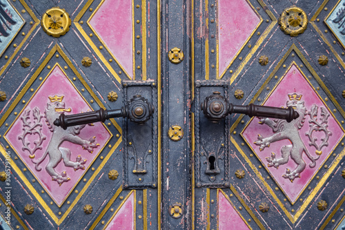 Detail of basilica door at Vysehrad II, Prague, Czech Republic © Jiri Moravec