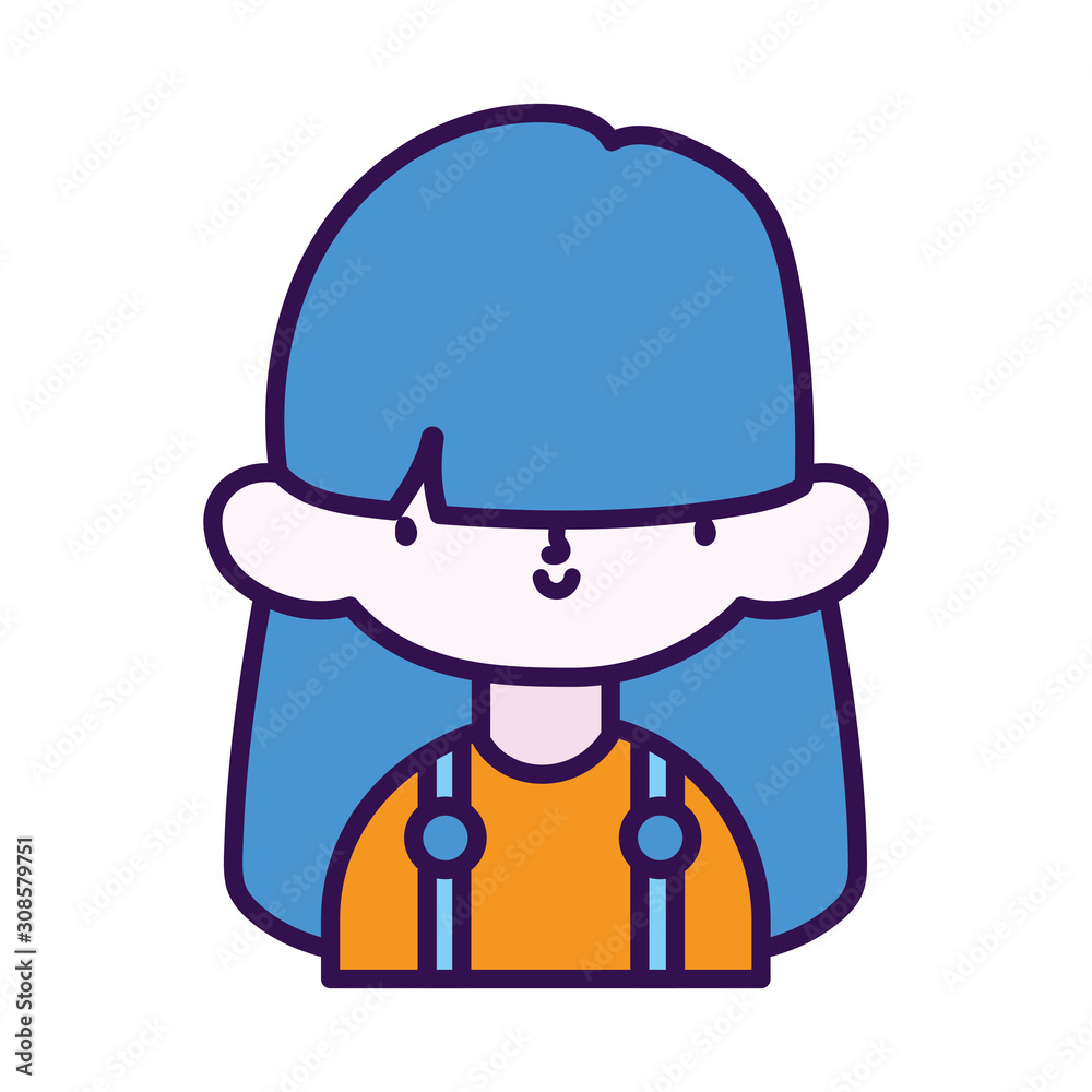 cute little girl happy cartoon character portrait