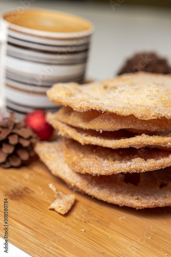 homemade Christmas fritters with coffee