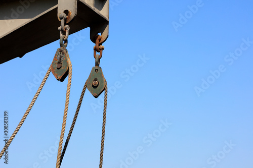 A pulley on a cargo ship photo