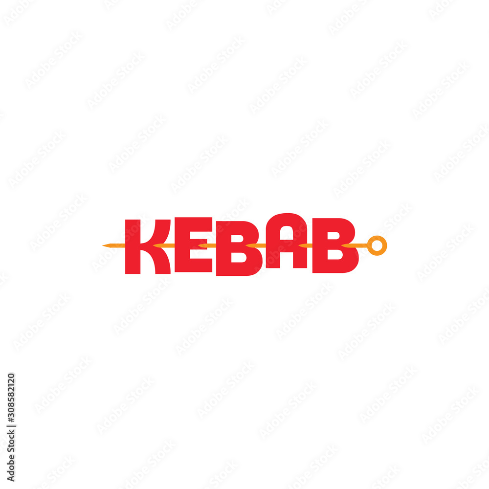 Vector logo design of kebab lettering on skewers