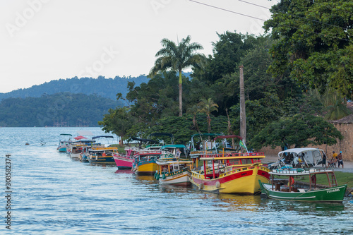 Fisher boats in the harbor of Paraty, Brazil, South America