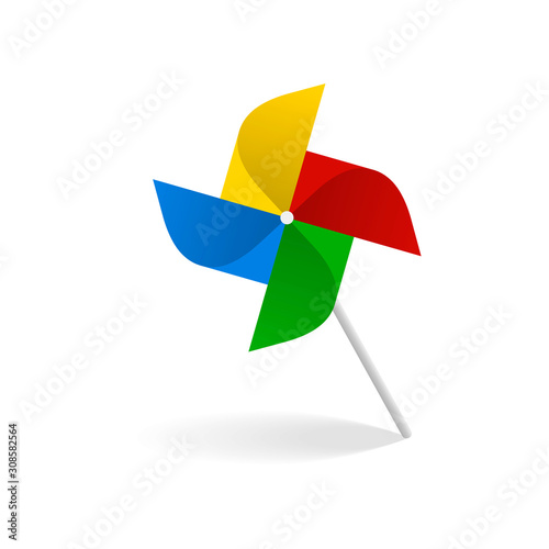 Vector illustration. Colorful paper windmill pinwheel