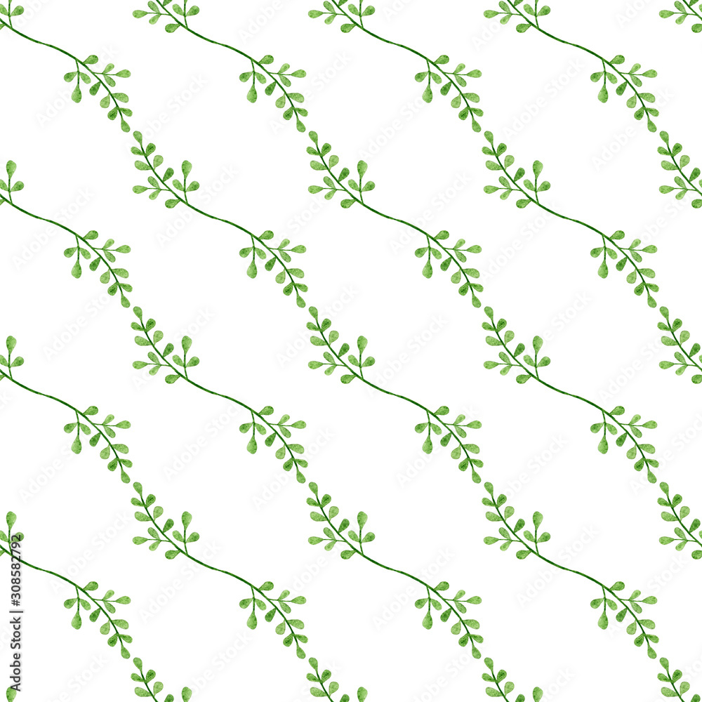 Seamless pattern with watercolor branches on a white background Seamless pattern with watercolor branches on a white background