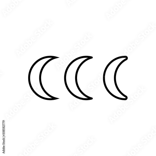 Moon, silhouette, vector illustration, isolated on white background