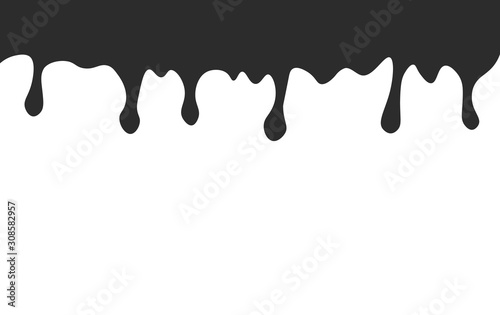 black paint dripping. abstract blob. White background.