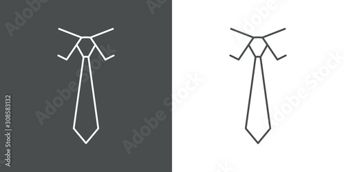 Icono plano lineal corbata y cuello camisa en fondo gris y fondo blanco