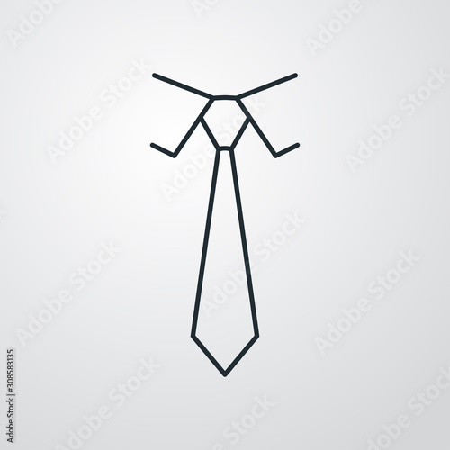 Icono plano lineal corbata y cuello camisa en fondo gris