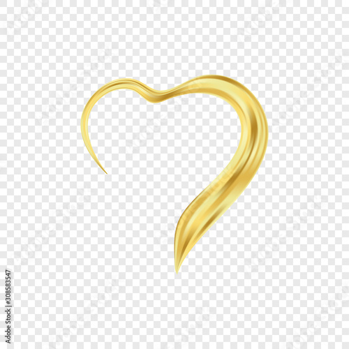 Isolated golden heart silhouette