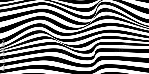 Trendy wavy background. Vector illustration of striped pattern with optical illusion © Anna