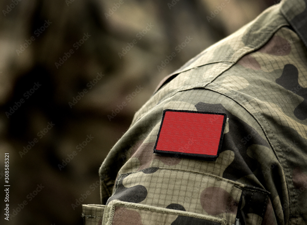 Red flag on military uniform. Socialist or communist red flag. Anarchism Red  flag. Stock Photo | Adobe Stock