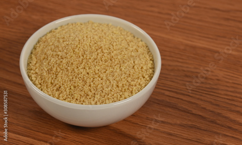 bowl of raw dry couscous