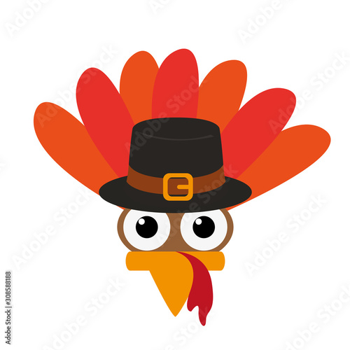 Cartoon icon of a turkey. Thanksgiving season - Vector