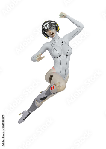 super cyborg girl mega jump