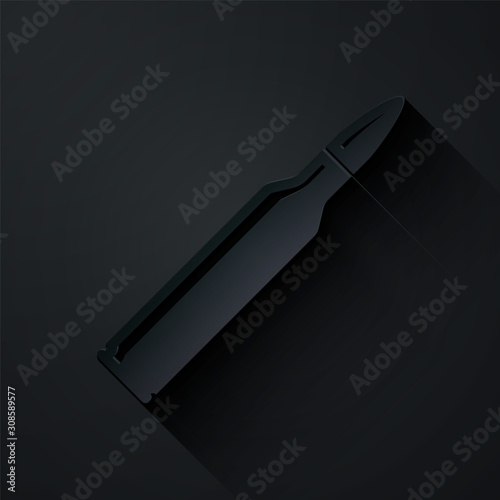 Paper cut Bullet icon isolated on black background. Paper art style. Vector Illustration