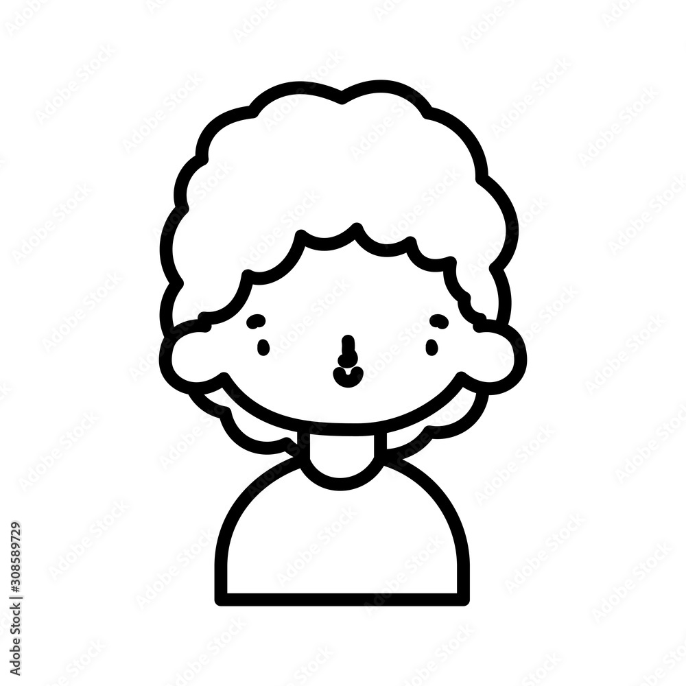 cute little boy cartoon character portrait thick line cute little boy cartoon character portrait thick line