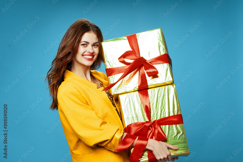 young woman with gift