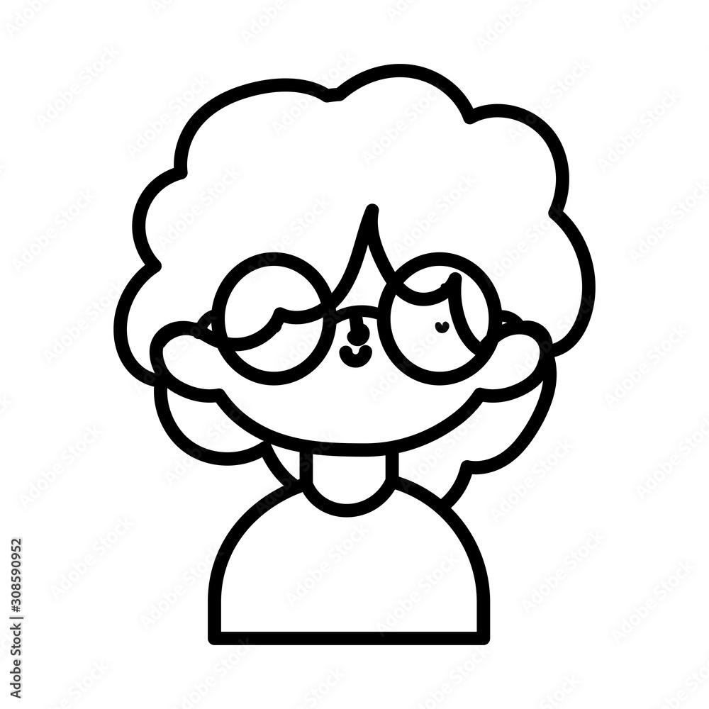 cute little boy cartoon character portrait thick line cute little boy cartoon character portrait thick line