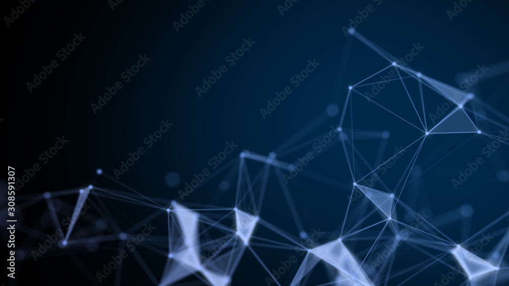 Technology network and communication with line and dot moving with transfer information data line and dot on blue background. Technology network and communication with line and dot moving with transfer information data line and dot on blue background.