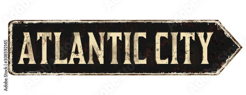 Atlantic city vintage rusty metal sign