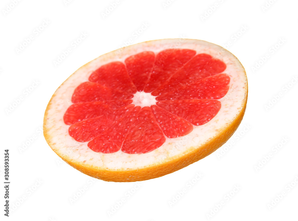 Slice of fresh grapefruit on white background Slice of fresh grapefruit on white background