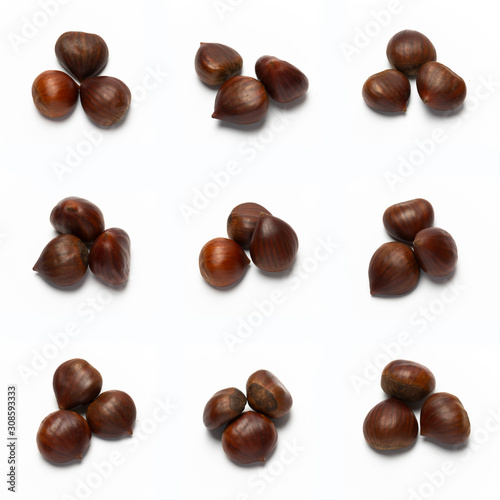 Wallpaper Mural Variations of Chestnuts, tripple, isolated on white background Torontodigital.ca