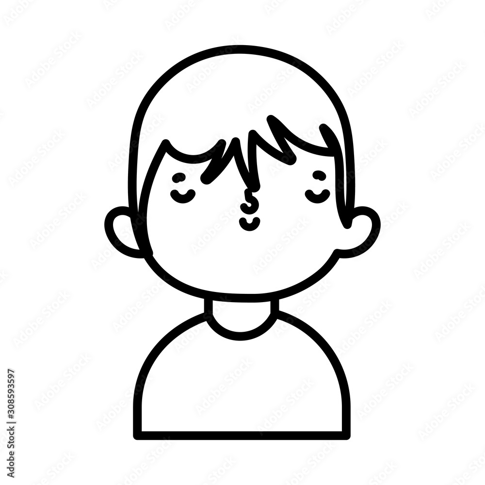 cute little boy cartoon character portrait thick line cute little boy cartoon character portrait thick line