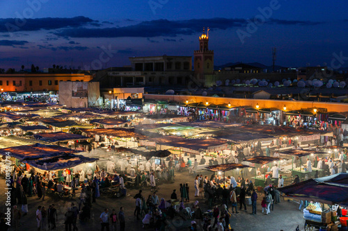 Crowds gather at the street food market in Marrakesh