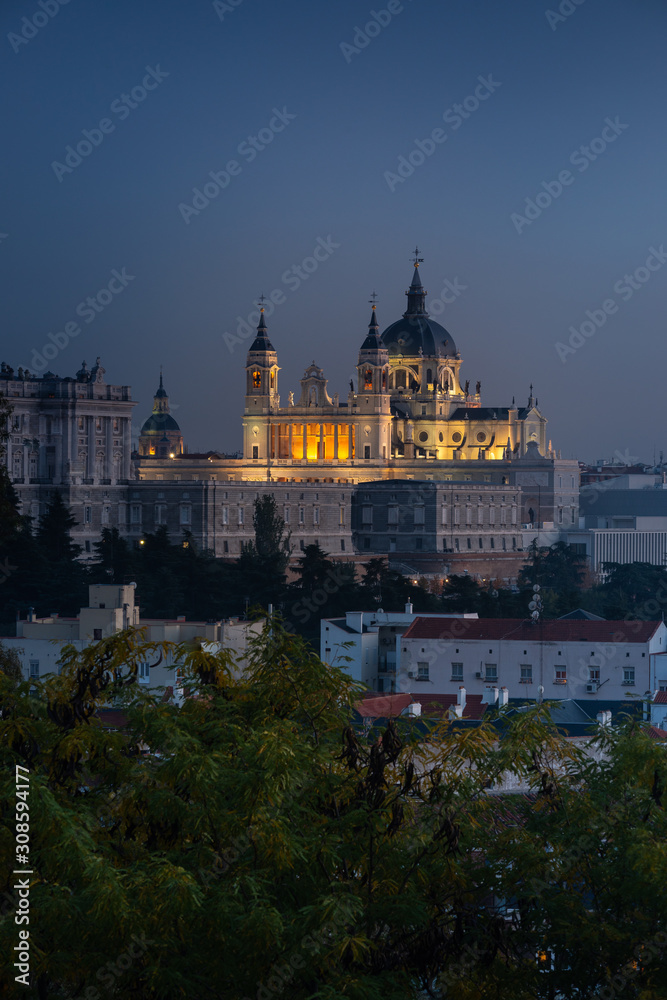Far look from the Almudena Cathedral in Madrid, Spain.	