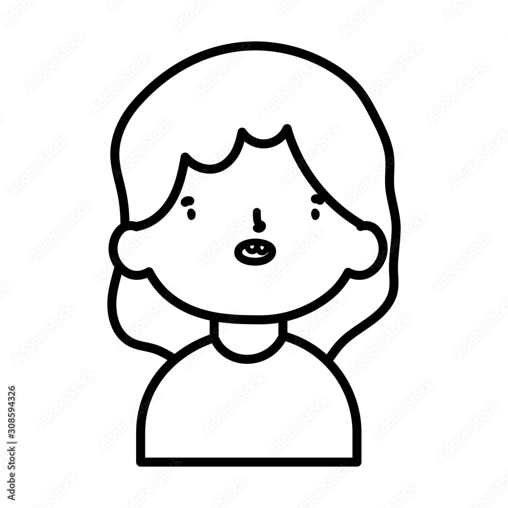 cute little girl happy cartoon character thick line cute little girl happy cartoon character thick line
