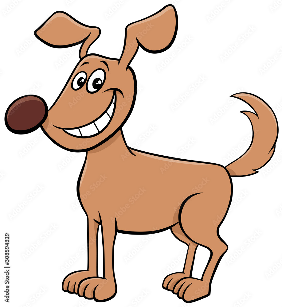 cartoon happy dog or puppy animal character cartoon happy dog or puppy animal character