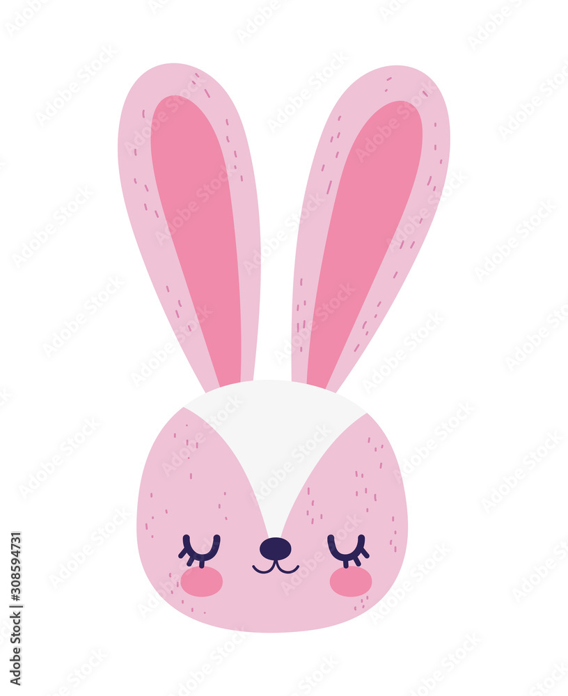 Fototapeta premium cute pink rabbit face cartoon character icon