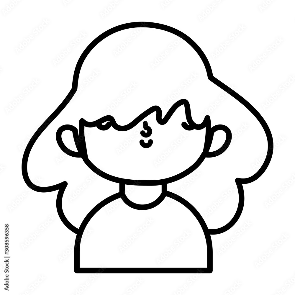 cute little girl happy cartoon character thick line cute little girl happy cartoon character thick line