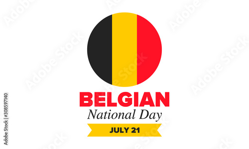 Belgian National Day. Belgium Independence day. Annual holiday in Belgium, celebrated in Jule 21. Patriotic design. Poster, greeting card, banner and background. Vector illustration