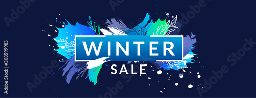 Winter seasonal sale ad abstract background.