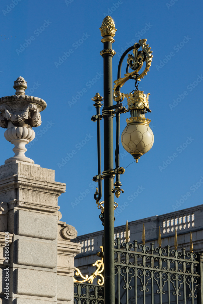 Architectural detail of Royal Palace in Madrid, Spain