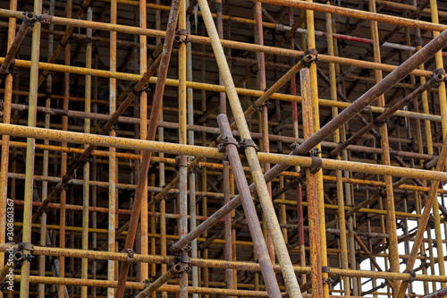 Scaffolding steel pipe at a construction site