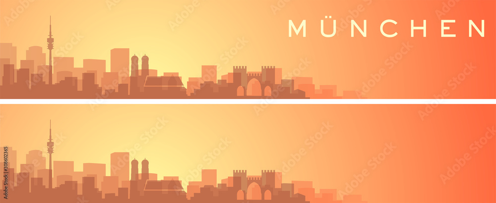 Obraz premium Munich Beautiful Skyline Scenery Banner
