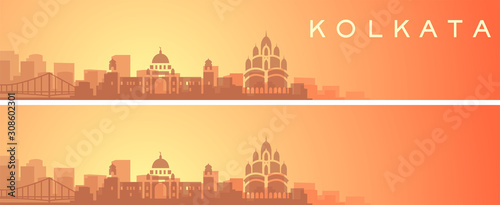 Quadro su tela Kolkata Beautiful Skyline Scenery Banner