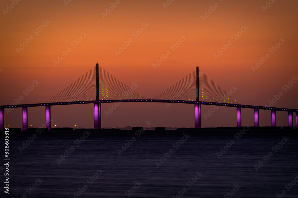 Pre-dawn over the Sunshine Skyway Bridge, St. Petersburg, Florida