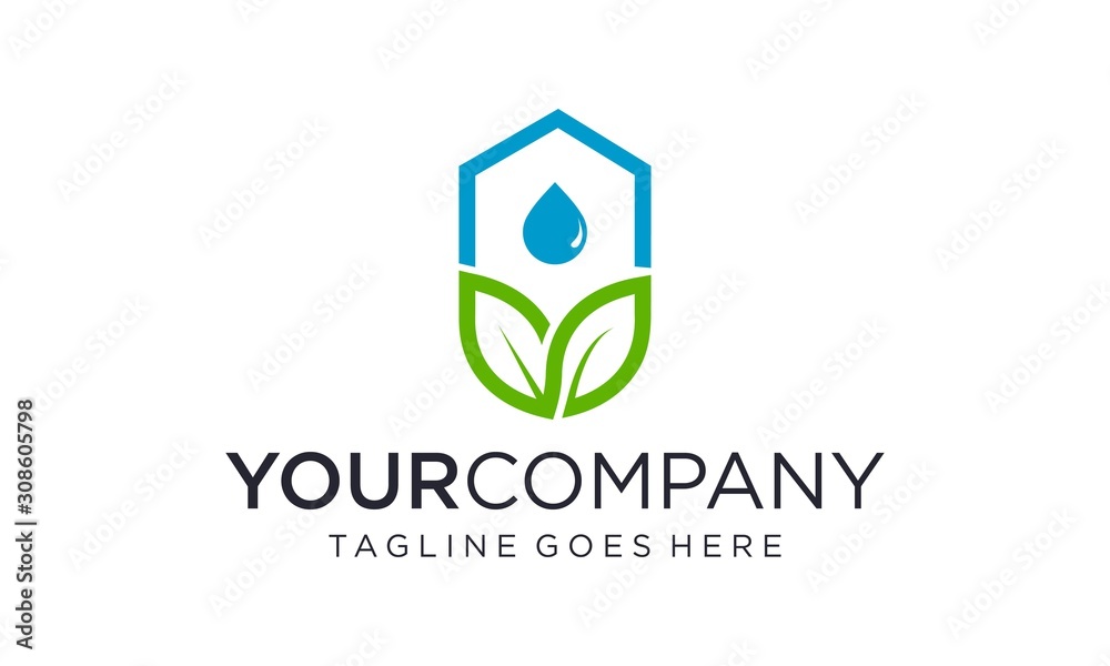 Natural home and water logo designs concept Natural home and water logo designs concept