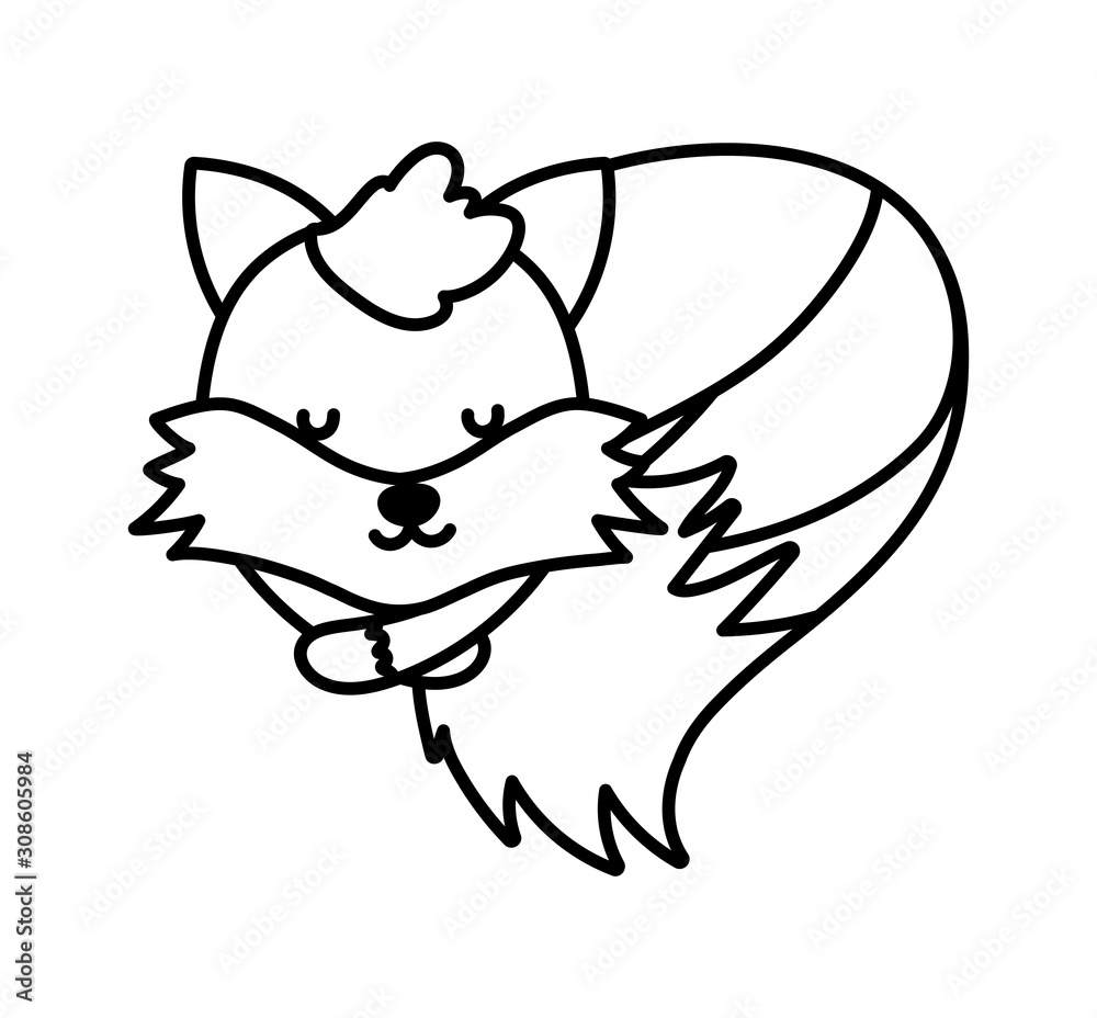 baby shower cute fox sleeping animal cartoon line style baby shower cute fox sleeping animal cartoon line style