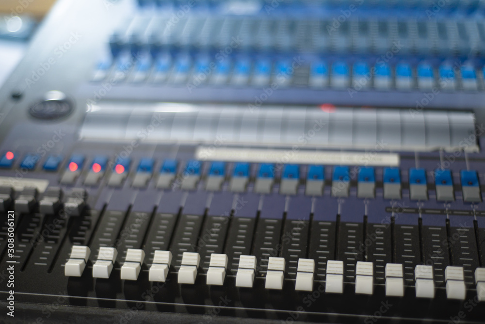 Sound mixing equipment close up Sound mixing equipment close up