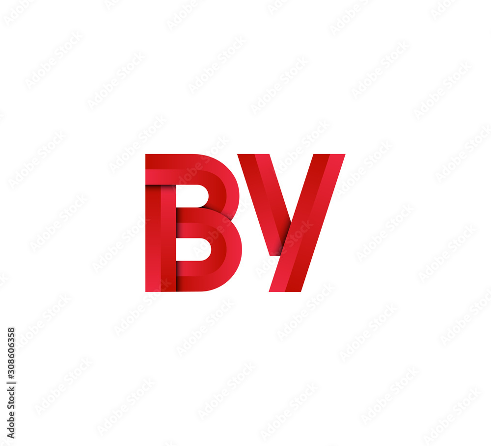 Initial two letter red 3D logo vector BY Initial two letter red 3D logo vector BY